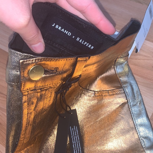 J Brand | High Shine Gold Bronze Multi Foil Jeans - Picture 4 of 6